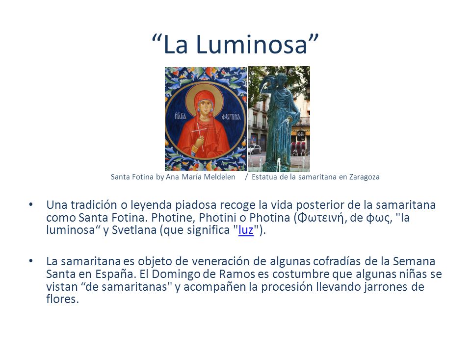 La Luminosa Santa Fotina by Ana María Meldelen / Estatua de la samaritana en Zaragoza.