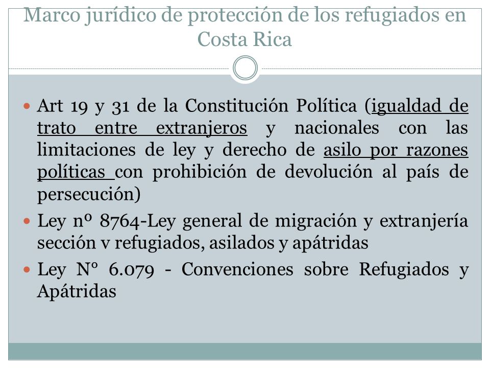 Marco jurídico de protección de los refugiados en Costa Rica