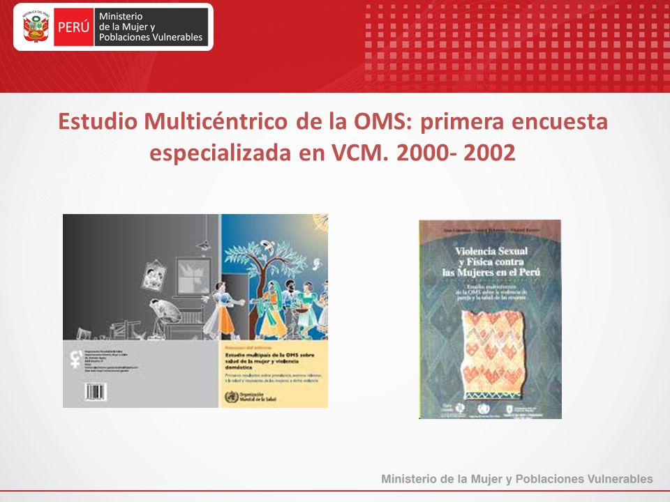 Estudio Multicéntrico de la OMS: primera encuesta especializada en VCM