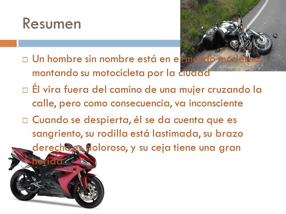 Resumen Un hombre sin nombre está en el mundo moderno, montando su motocicleta por la ciudad.
