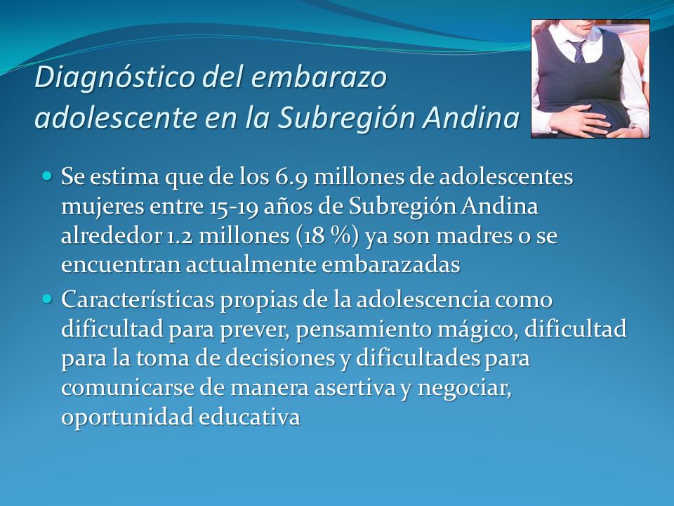 Diagnóstico del embarazo adolescente en la Subregión Andina