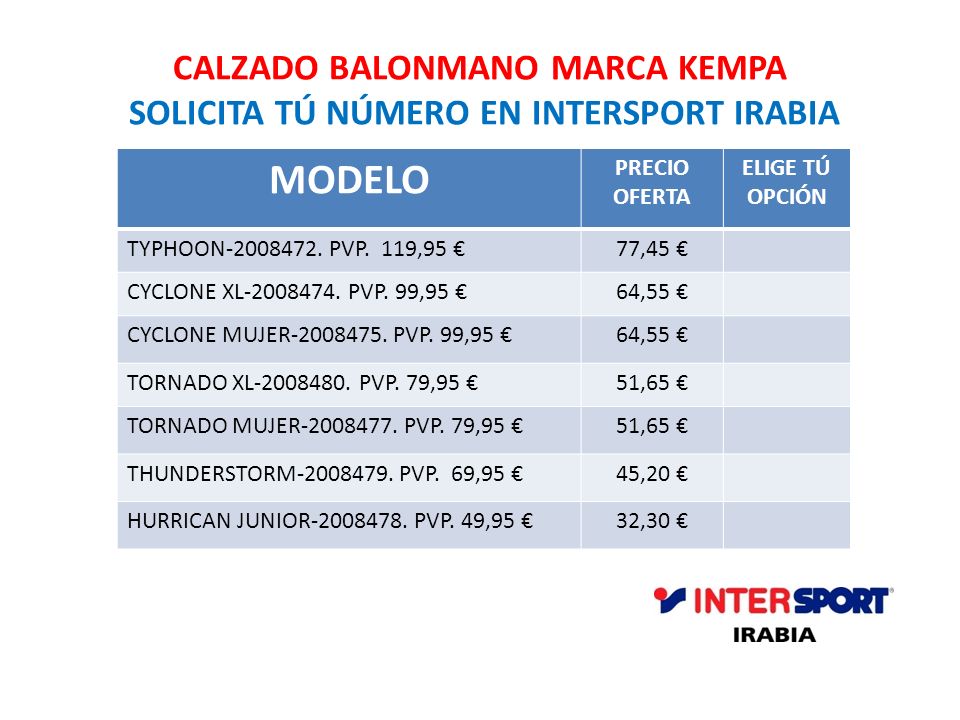 CALZADO BALONMANO MARCA KEMPA SOLICITA TÚ NÚMERO EN INTERSPORT IRABIA