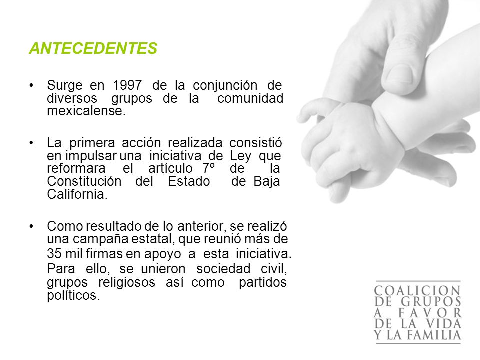 ¿Cuándo surge la Coalición de Grupos a Favor de la Vida y la Familia