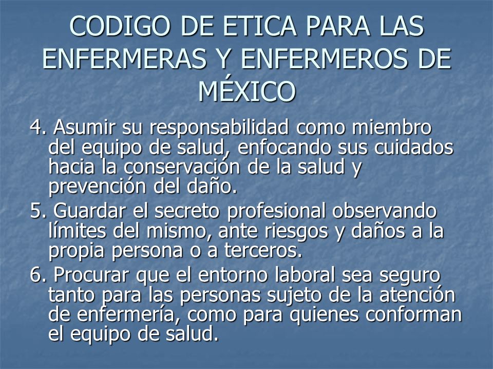 CODIGO DE ETICA PARA LAS ENFERMERAS Y ENFERMEROS DE MÉXICO