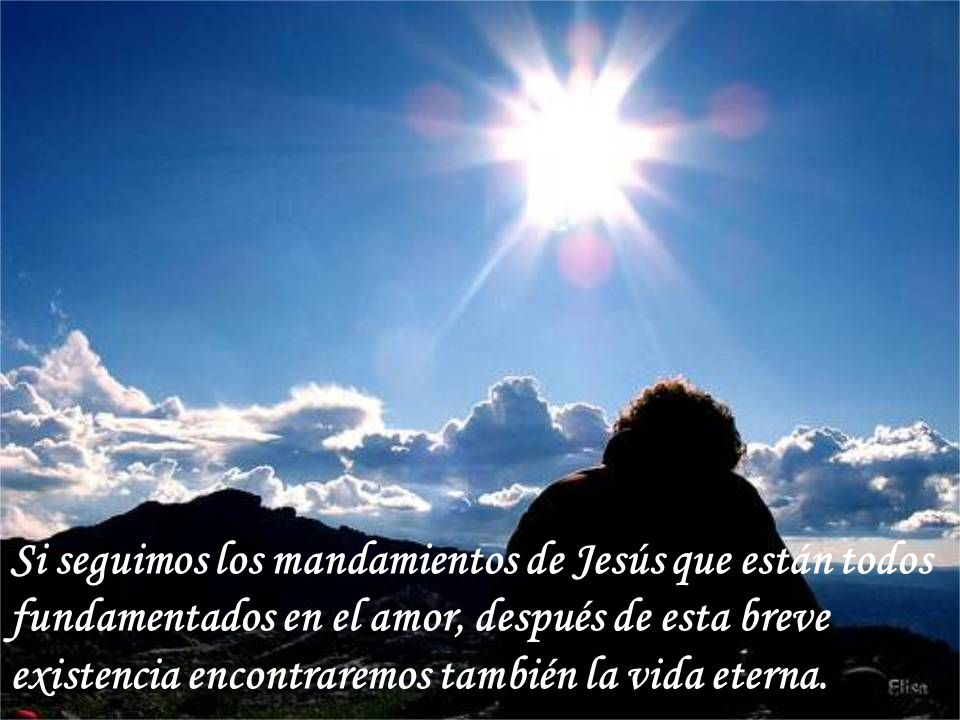 Si seguimos los mandamientos de Jesús que están todos fundamentados en el amor, después de esta breve existencia encontraremos también la vida eterna.