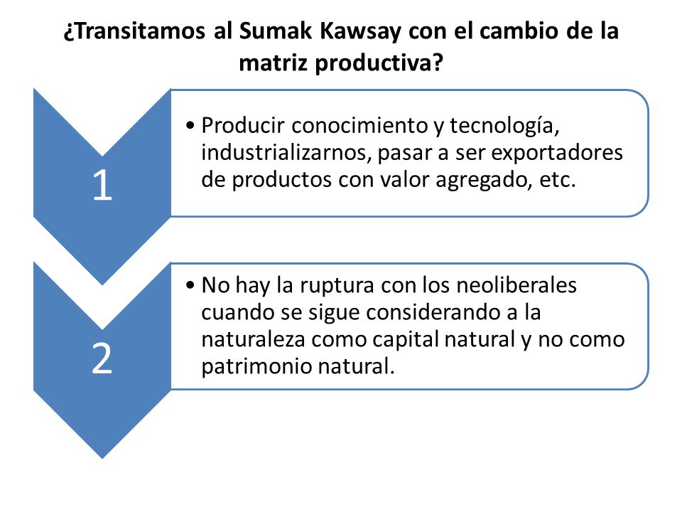 ¿Transitamos al Sumak Kawsay con el cambio de la matriz productiva