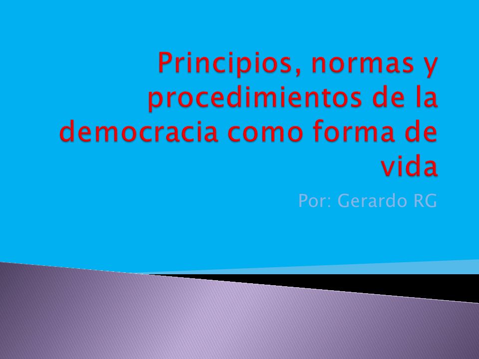 Principios, normas y procedimientos de la democracia como forma de vida