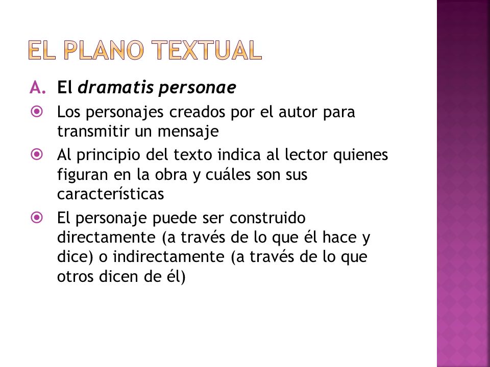 El plano textual El dramatis personae