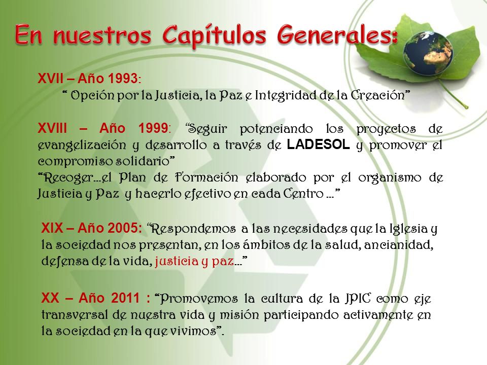 Opción por la Justicia, la Paz e Integridad de la Creación