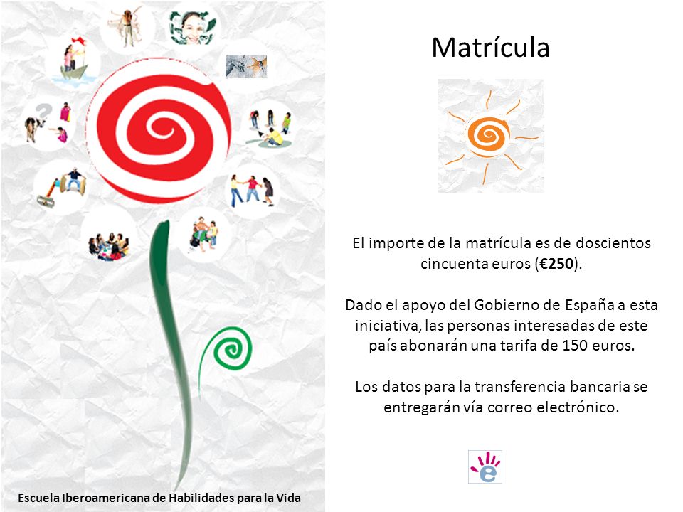 El importe de la matrícula es de doscientos cincuenta euros (€250).