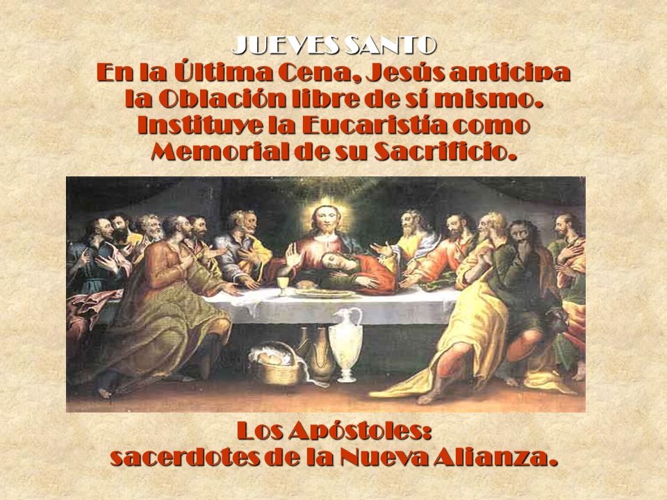 En la Última Cena, Jesús anticipa la Oblación libre de sí mismo.