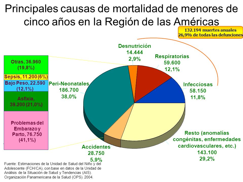 Principales causas de mortalidad de menores de cinco años en la Región de las Américas