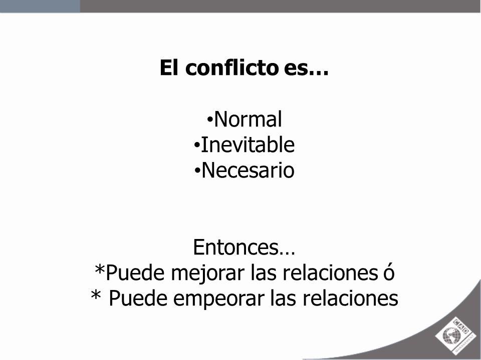 *Puede mejorar las relaciones ó * Puede empeorar las relaciones