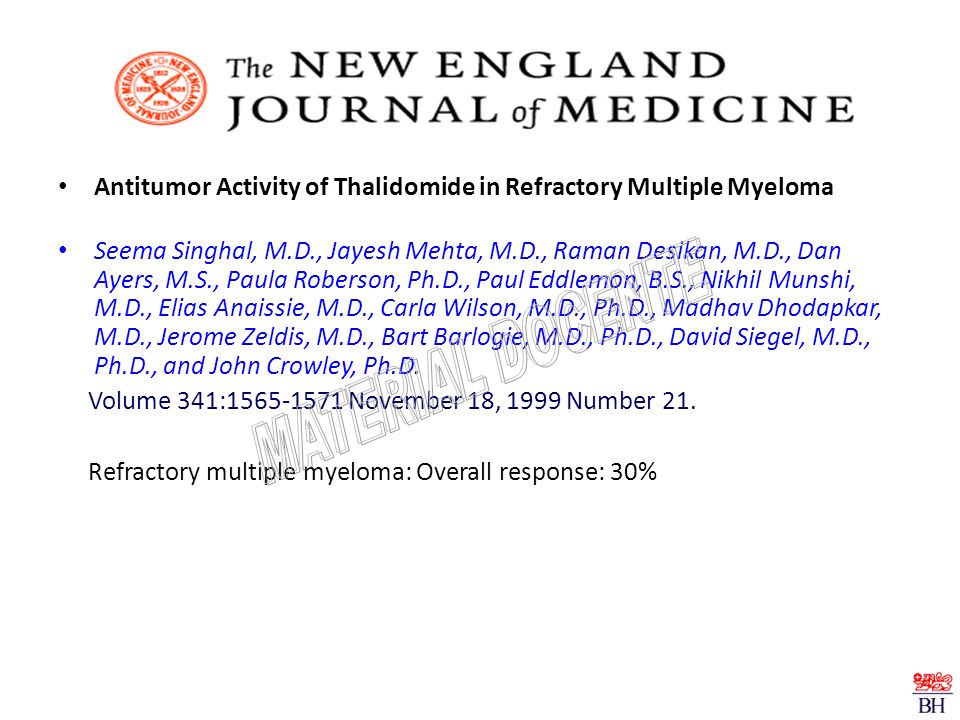 Antitumor Activity of Thalidomide in Refractory Multiple Myeloma