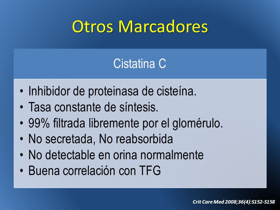 Otros Marcadores Cistatina C Inhibidor de proteinasa de cisteína.