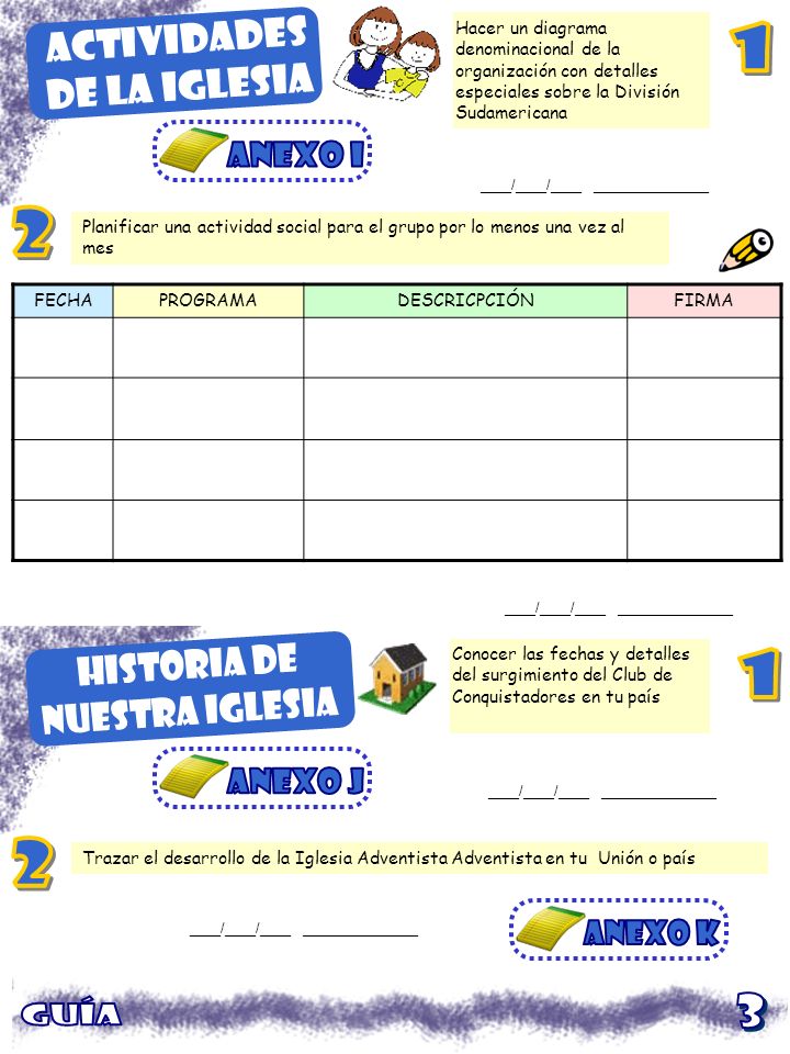 actividades 1 de la iglesia anexo I 2 historia de 1 nuestra iglesia