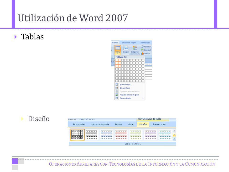 Utilización de Word 2007 Tablas Diseño