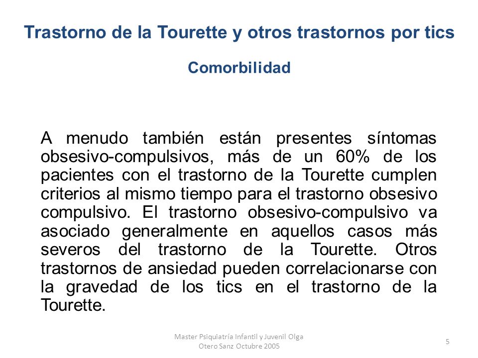 Trastorno de la Tourette y otros trastornos por tics Comorbilidad