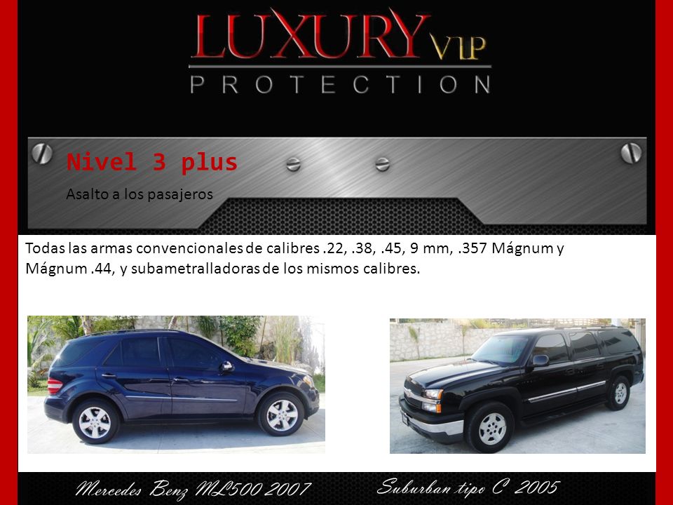 Nivel 3 plus Mercedes Benz ML Suburban tipo C 2005