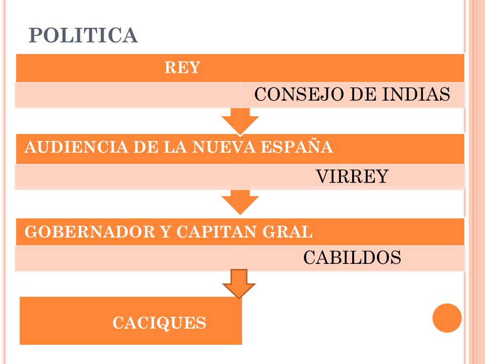 POLITICA REY AUDIENCIA DE LA NUEVA ESPAÑA GOBERNADOR Y CAPITAN GRAL