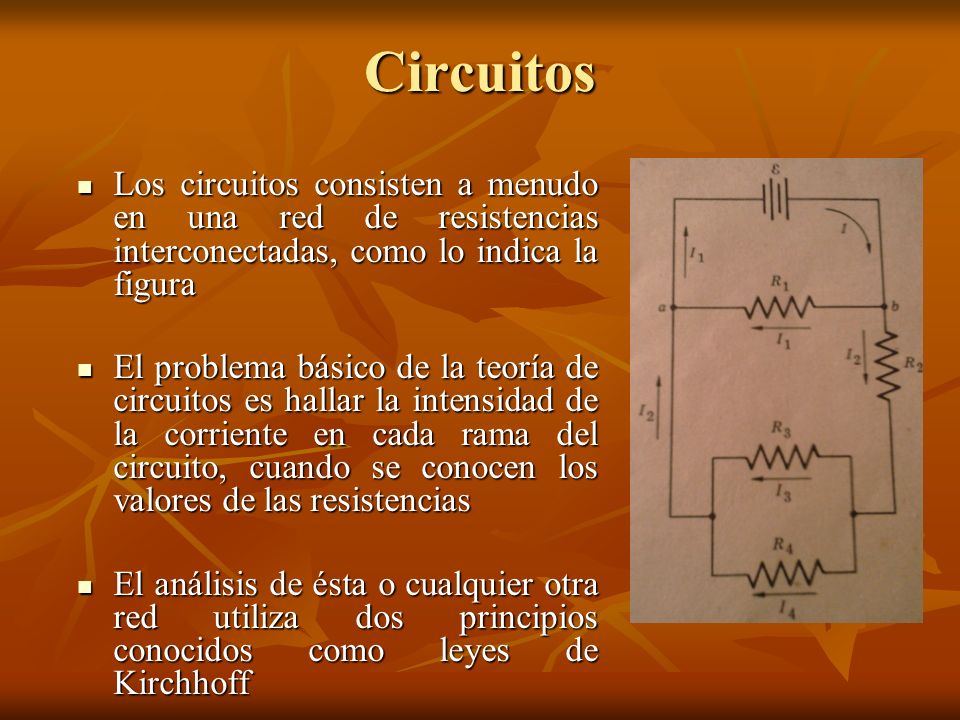 Circuitos Los circuitos consisten a menudo en una red de resistencias interconectadas, como lo indica la figura.