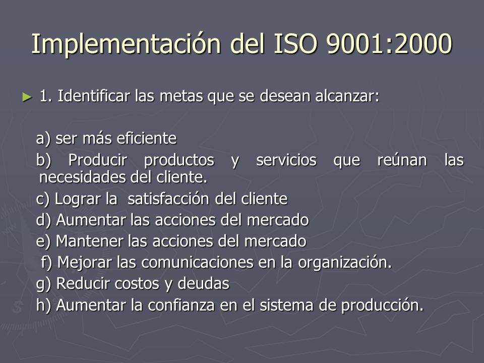 Implementación del ISO 9001:2000