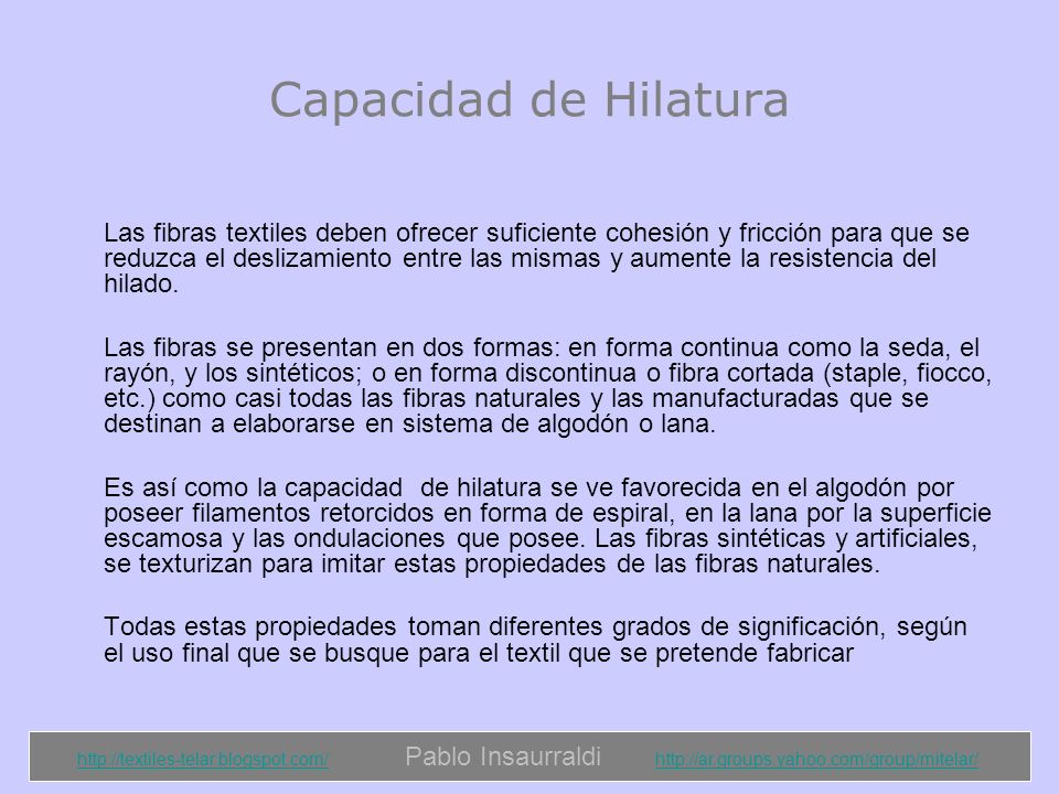 Capacidad de Hilatura