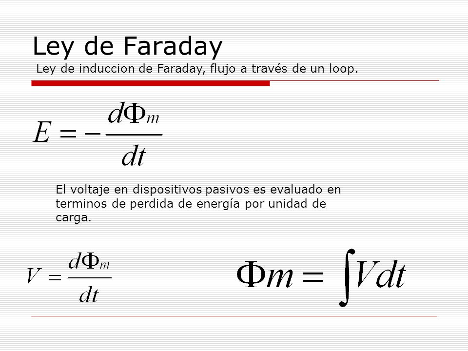 Ley de Faraday Ley de induccion de Faraday, flujo a través de un loop.