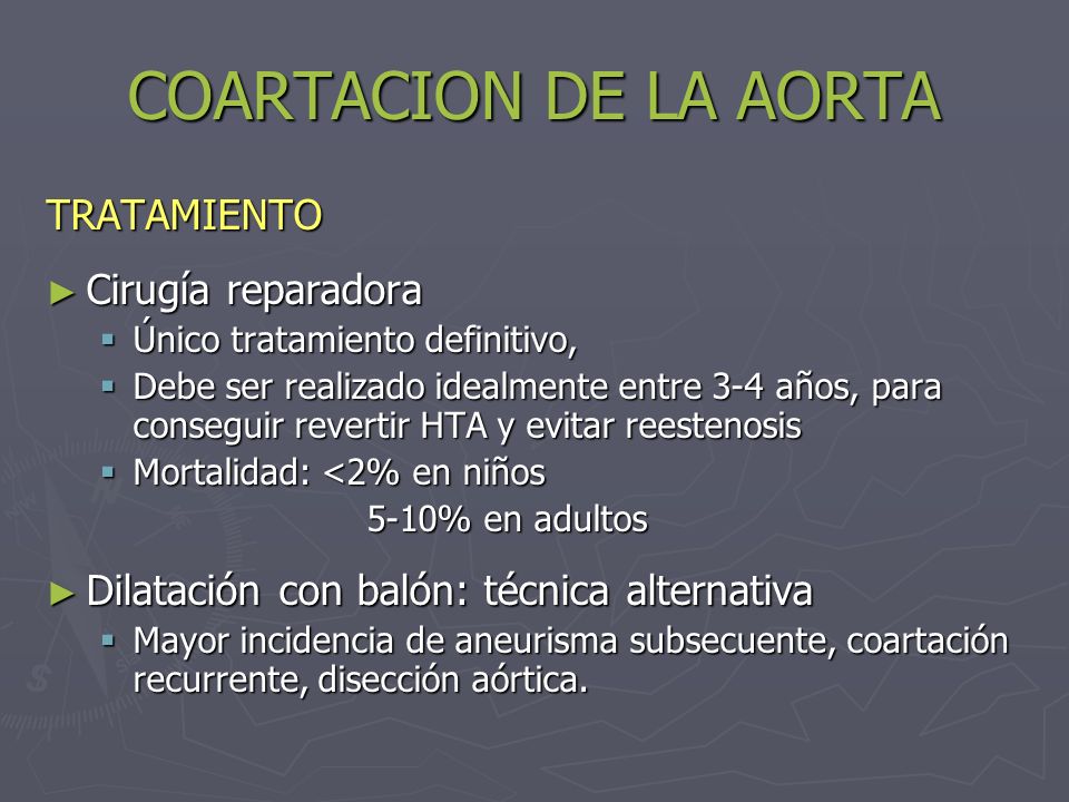 COARTACION DE LA AORTA TRATAMIENTO Cirugía reparadora