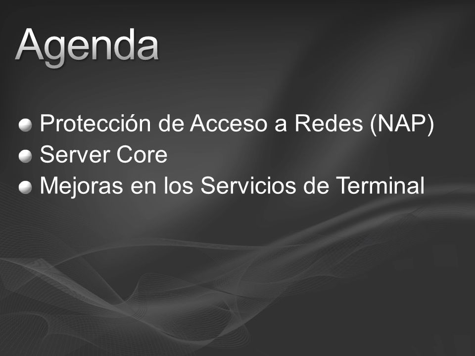 Agenda Protección de Acceso a Redes (NAP) Server Core