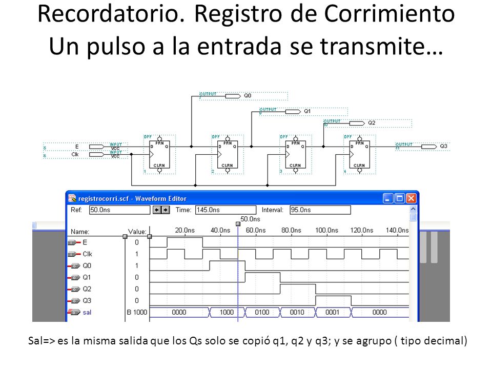 Recordatorio. Registro de Corrimiento Un pulso a la entrada se transmite…