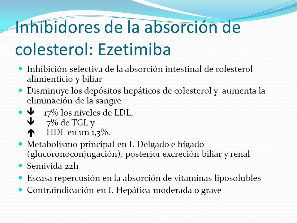 Inhibidores de la absorción de colesterol: Ezetimiba