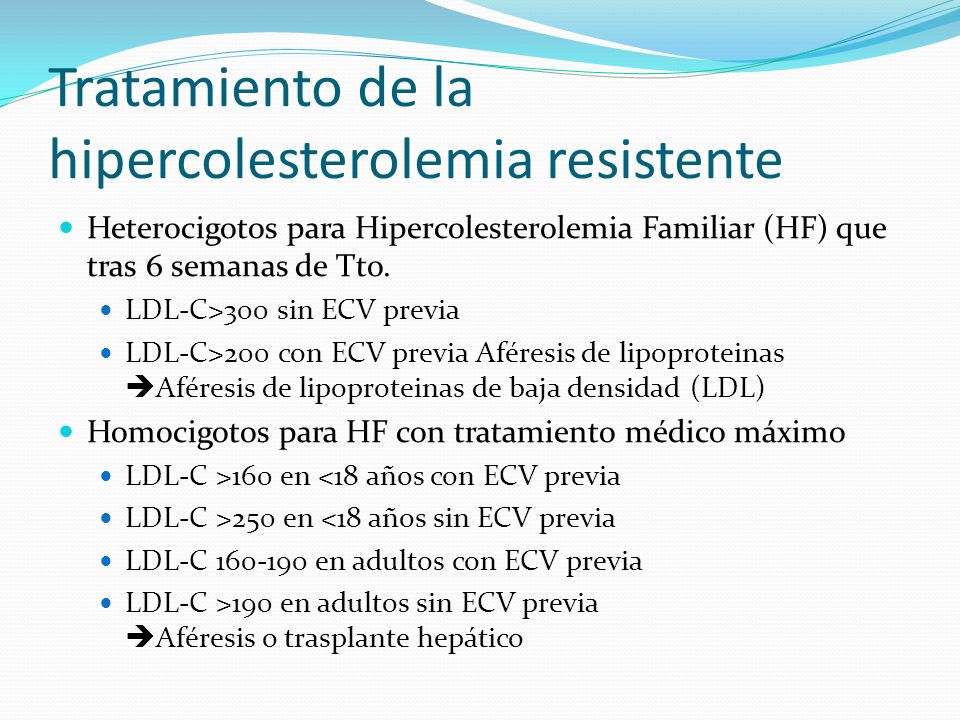 Tratamiento de la hipercolesterolemia resistente