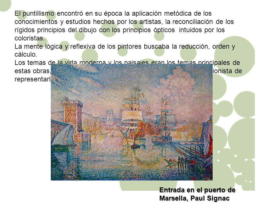 El puntillismo encontró en su época la aplicación metódica de los conocimientos y estudios hechos por los artistas, la reconciliación de los rígidos principios del dibujo con los principios ópticos intuidos por los coloristas.