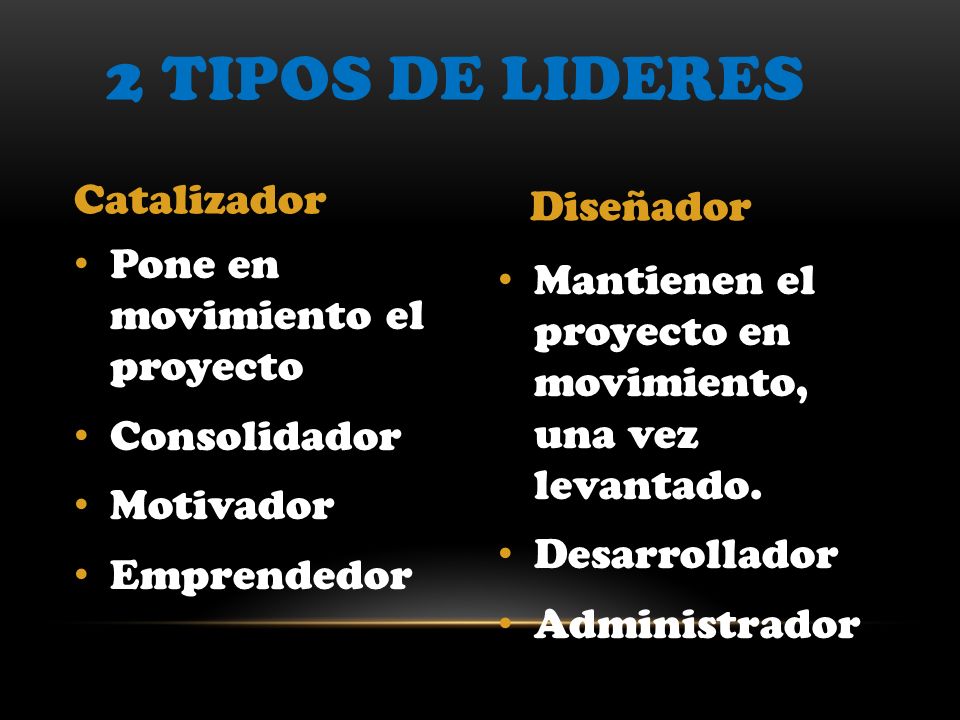 2 Tipos de lideres Catalizador Diseñador