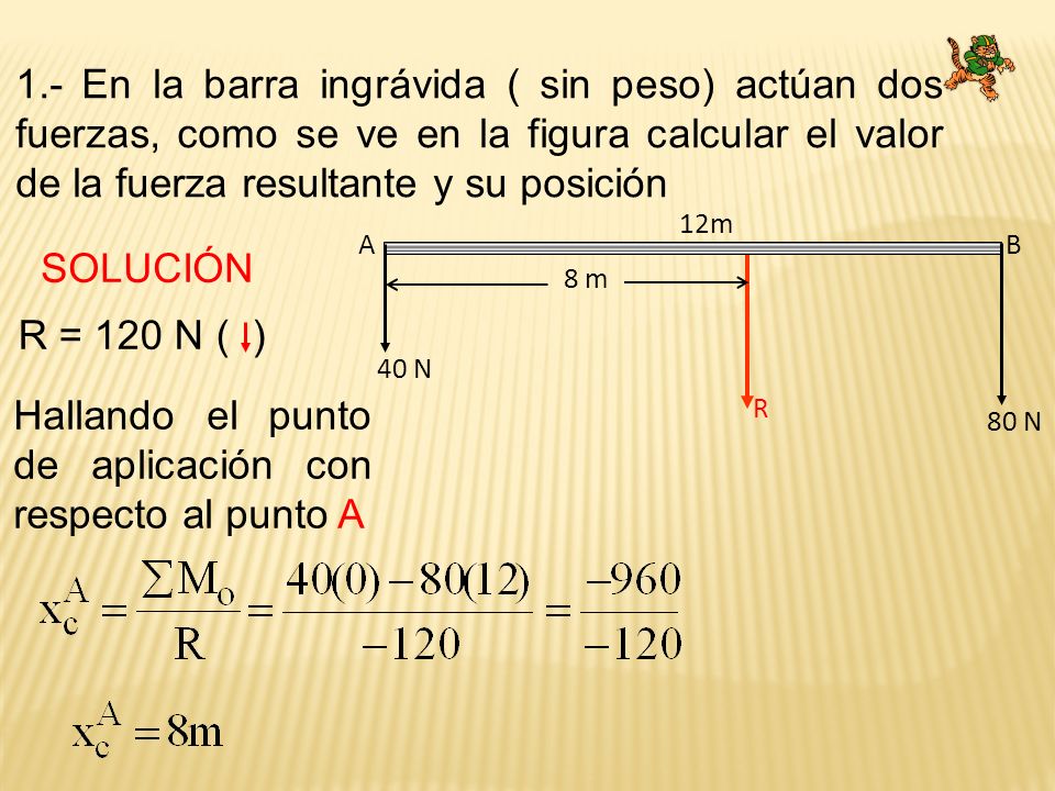 Hallando el punto de aplicación con respecto al punto A