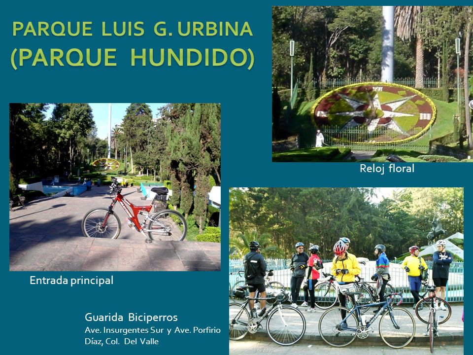 (PARQUE HUNDIDO) PARQUE LUIS G. URBINA Reloj floral Entrada principal
