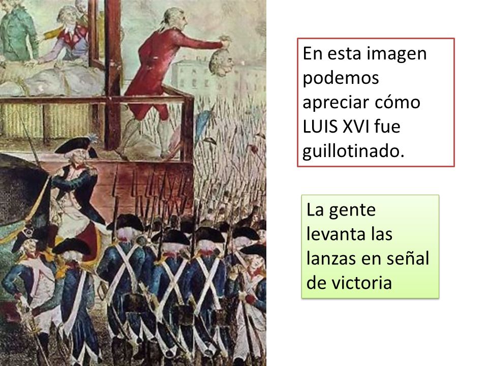 En esta imagen podemos apreciar cómo LUIS XVI fue guillotinado.
