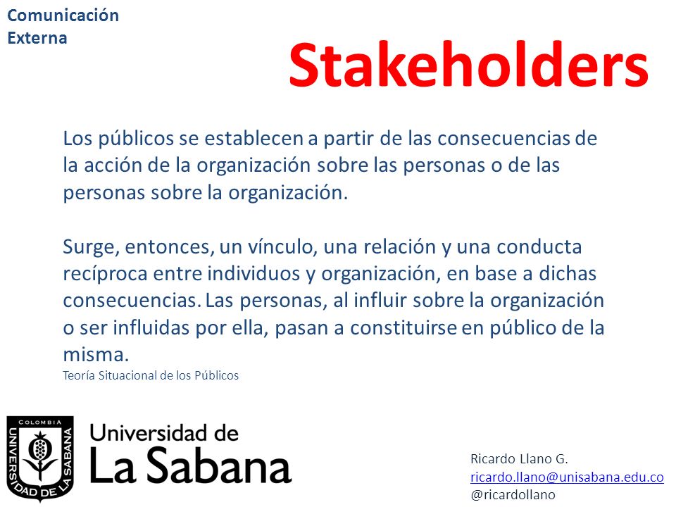 Comunicación Externa Stakeholders.