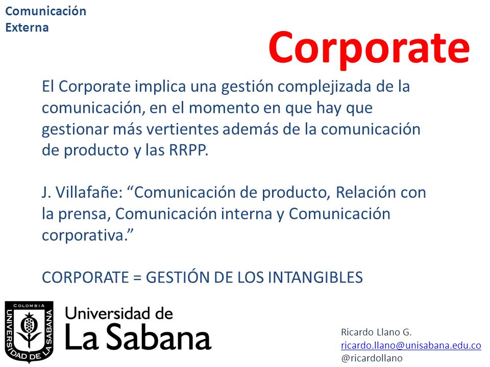 Comunicación Externa Corporate.