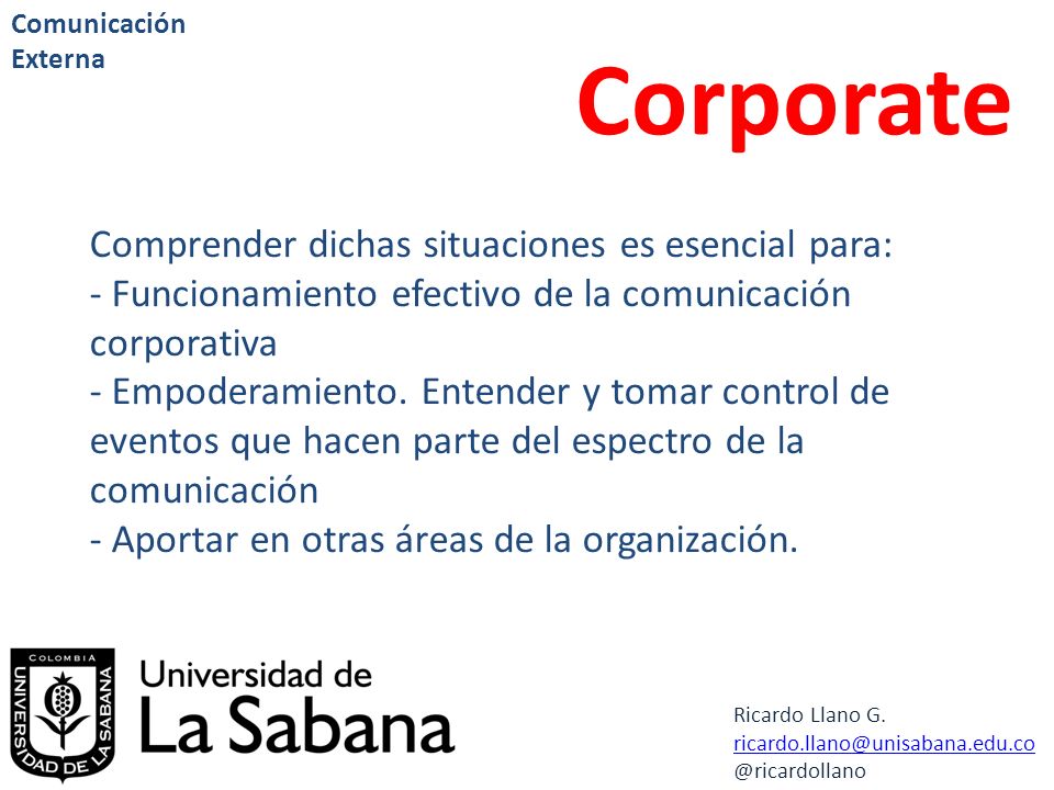 Corporate Comprender dichas situaciones es esencial para: