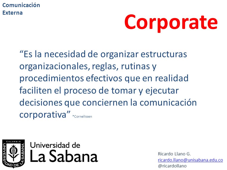 Comunicación Externa Corporate.