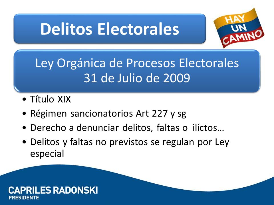 Ley Orgánica de Procesos Electorales 31 de Julio de 2009