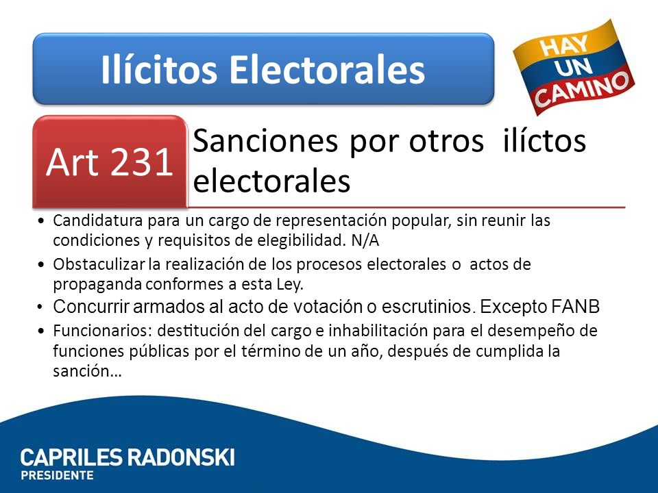 Ilícitos Electorales Art 231 Sanciones por otros ilíctos electorales