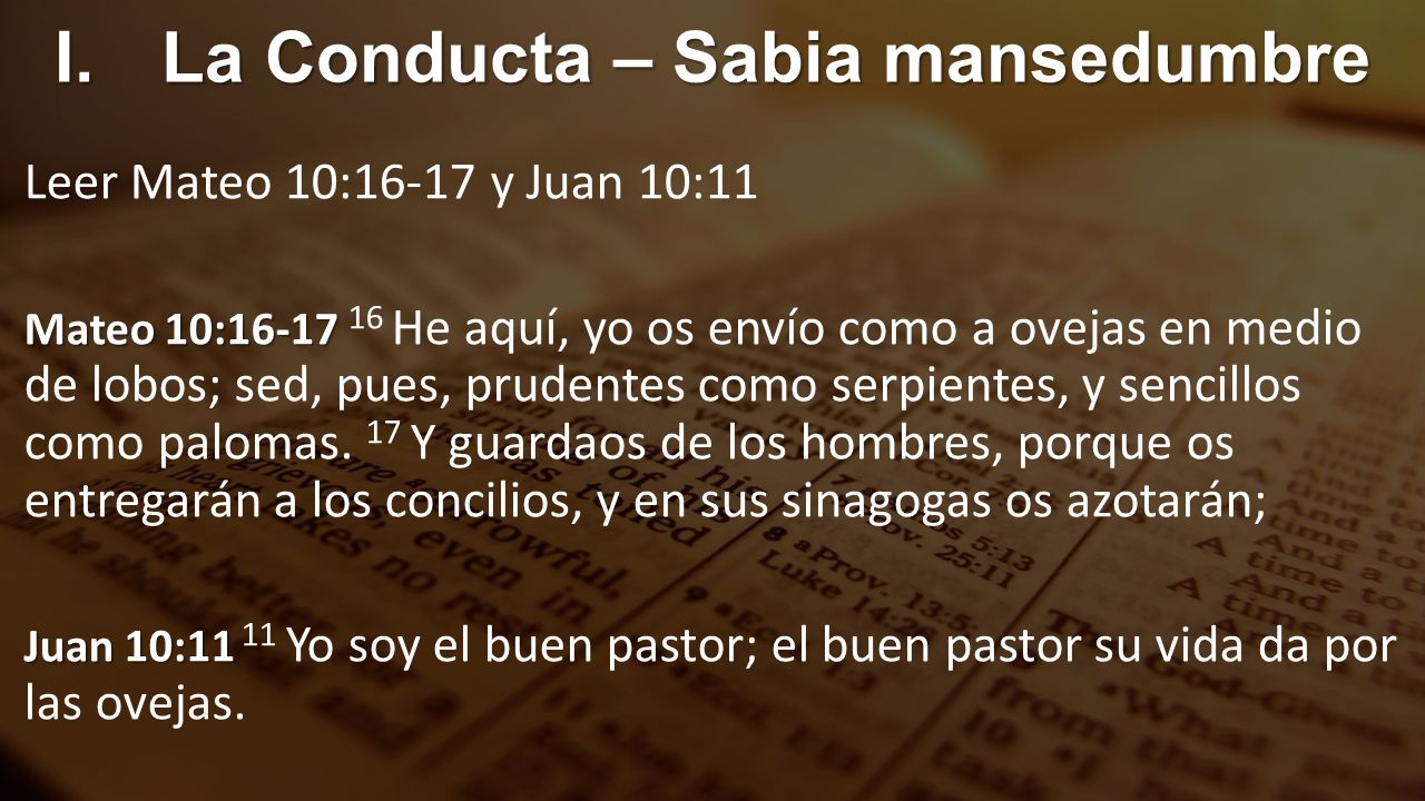 I. La Conducta – Sabia mansedumbre