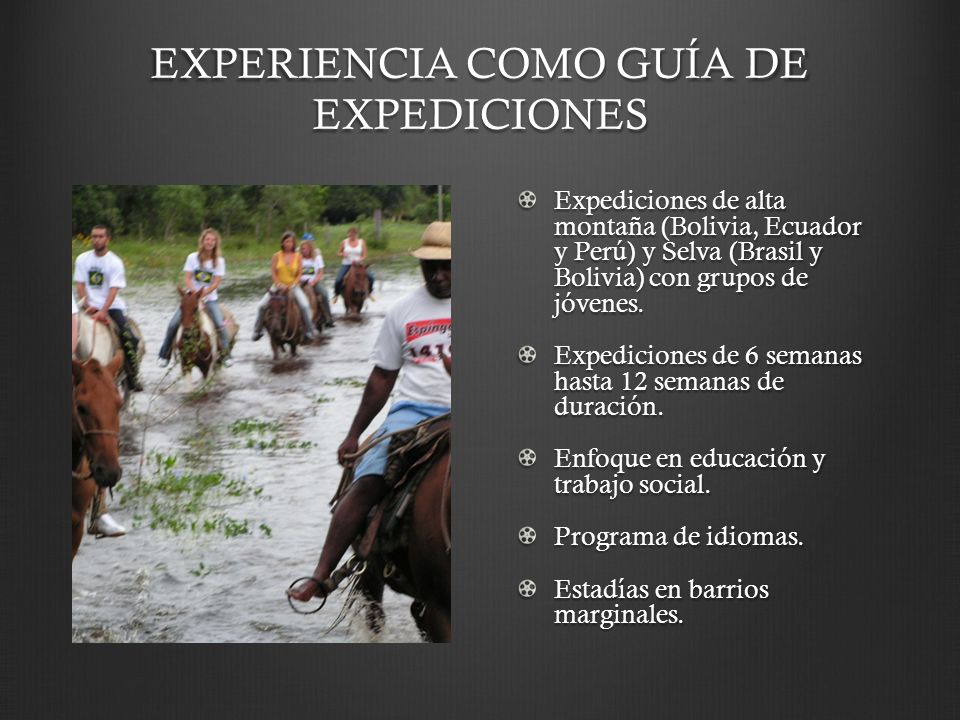 EXPERIENCIA COMO GUÍA DE EXPEDICIONES