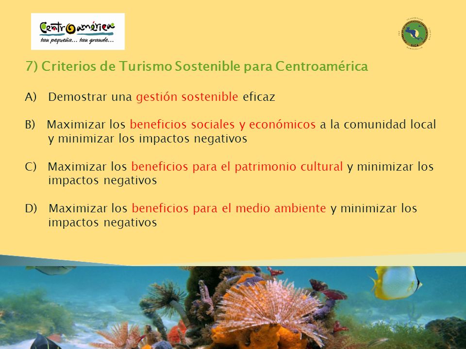 7) Criterios de Turismo Sostenible para Centroamérica