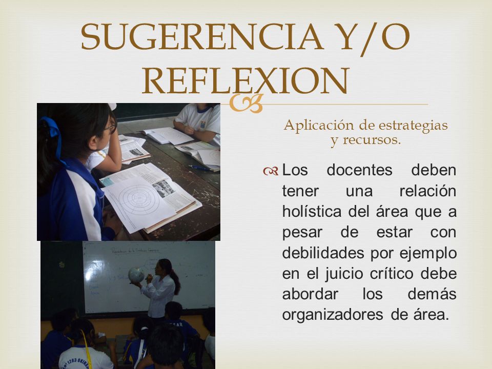 SUGERENCIA Y/O REFLEXION