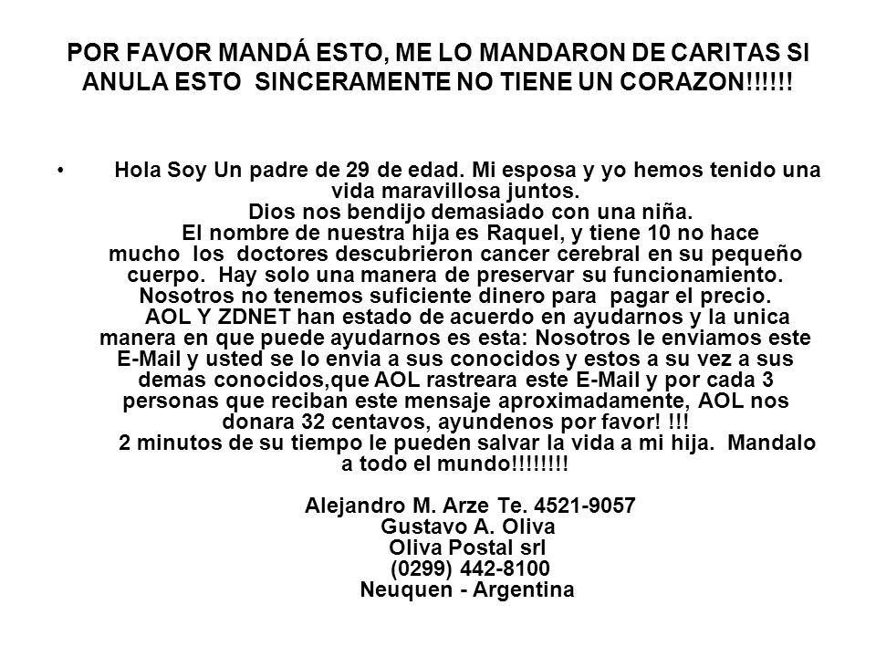 POR FAVOR MANDÁ ESTO, ME LO MANDARON DE CARITAS SI ANULA ESTO SINCERAMENTE NO TIENE UN CORAZON!!!!!!