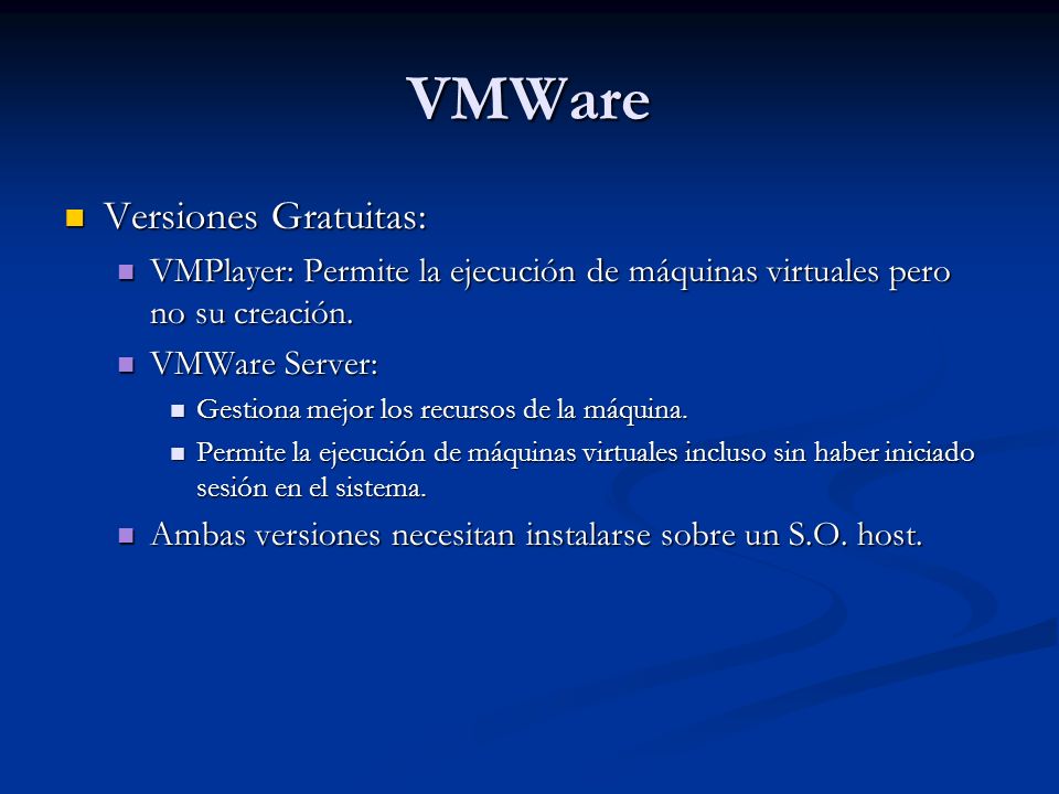 VMWare Versiones Gratuitas: